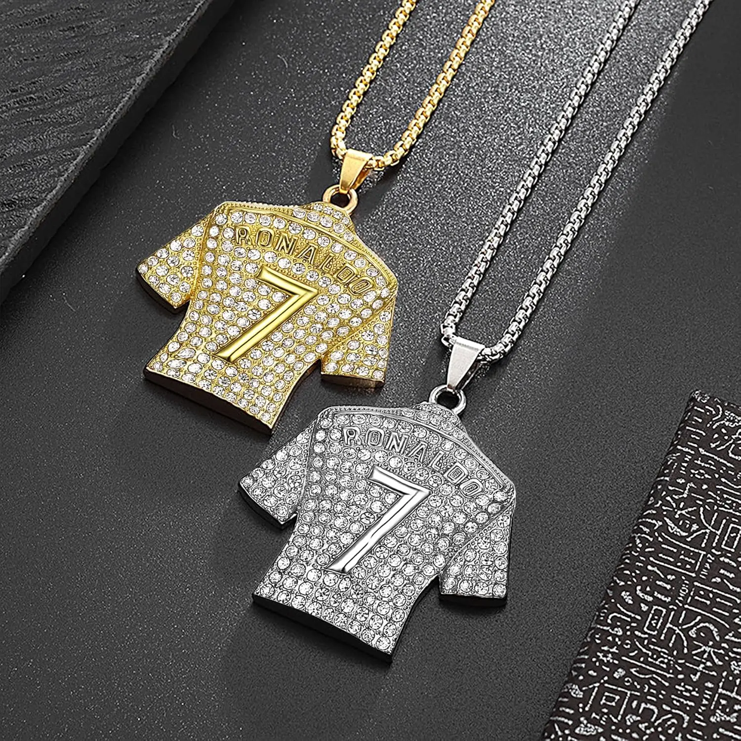 Kalung Liontin Jersey Sepak Bola Nomor 7, Kalung Bola Jersey Sepak Bola Nomor 7 Bahan Titanium Steel, Kalung Bintang Sepak Bola Nomor 7