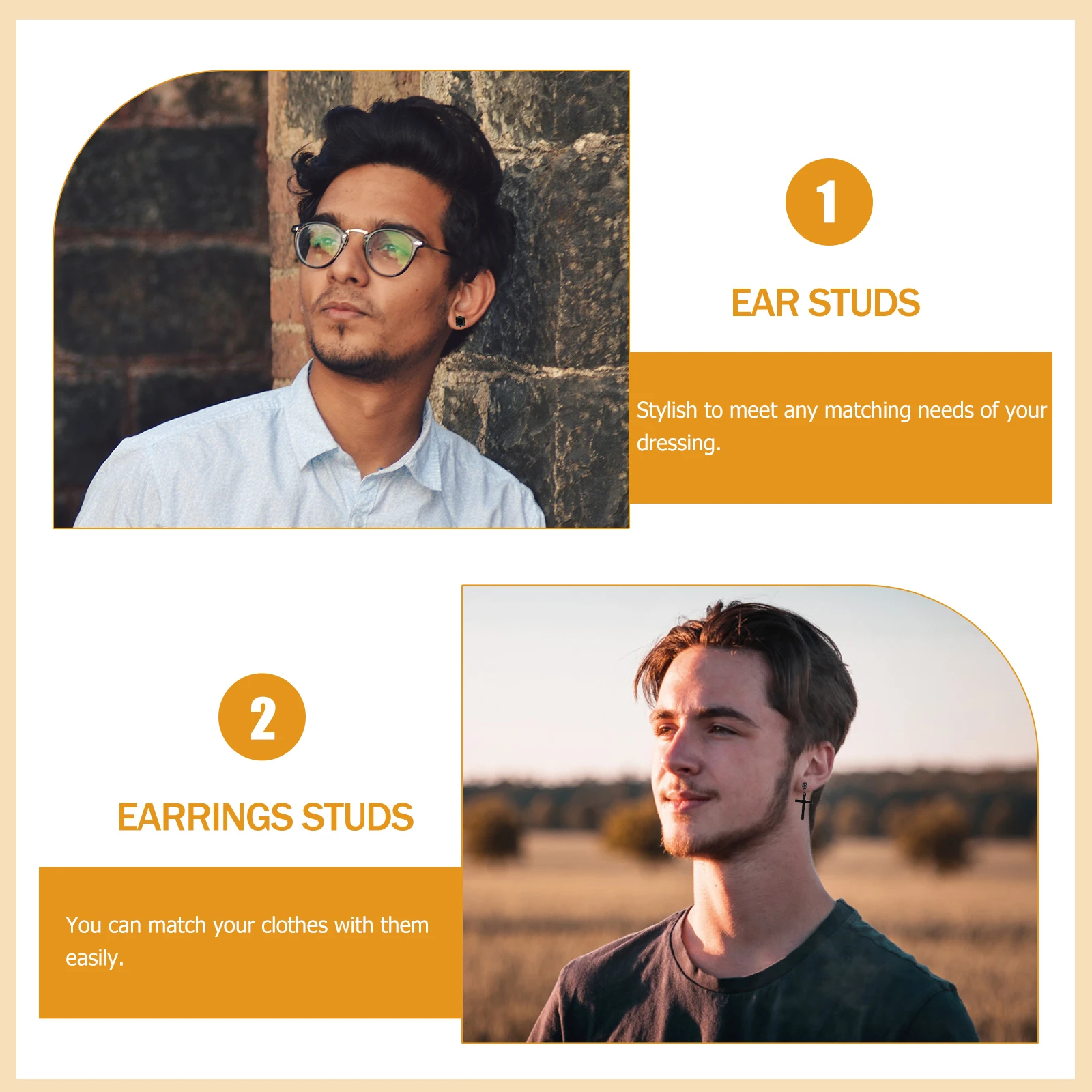 

10 Pairs Earrings for Men Cool Stainless Steel Lightweight Stylish Piercing Stud Earrings For Men Earings Gifts