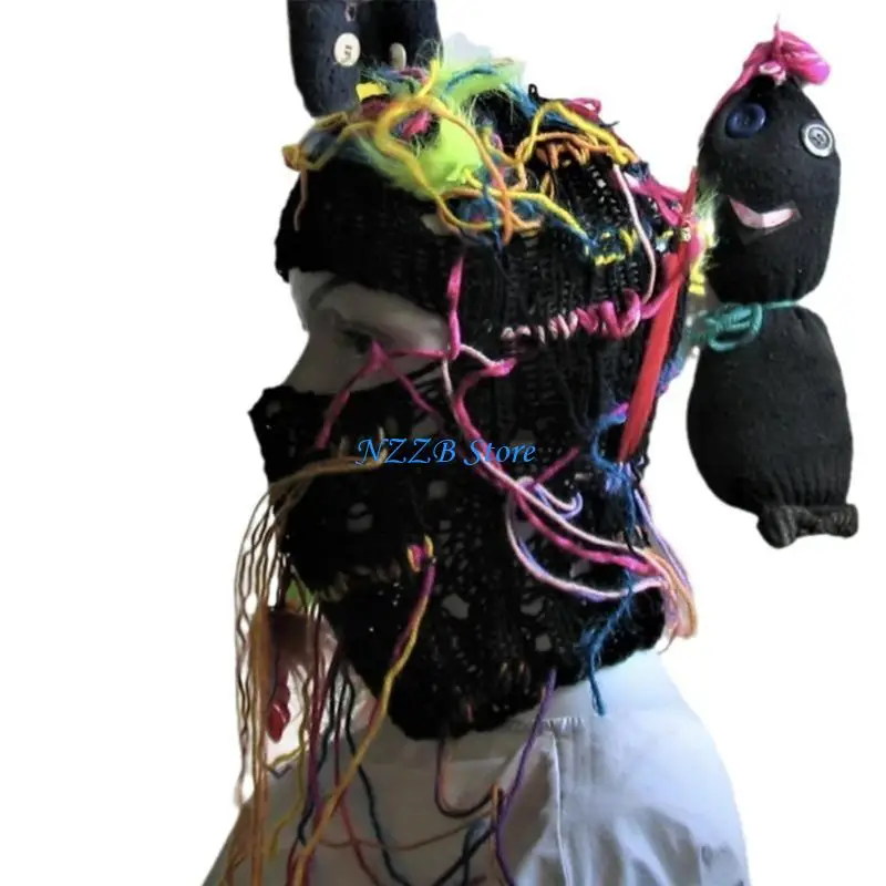 T21F يندبروف الشتاء متماسكة مخطط بالاكلافا قبعة للنساء الرجال إبقاء الرقبة قبعة تدفئة الطقس البارد الدراجات المشي لمسافات طويلة #4