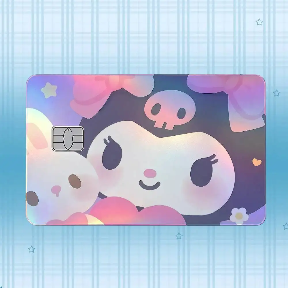 K-Kuromi Laser-Hologramm-Karten-Skin-Aufkleber für Kredit- und Debitkarten – 4 Stück/Set, wasserfester, kratzfester Schutz – Detail 3