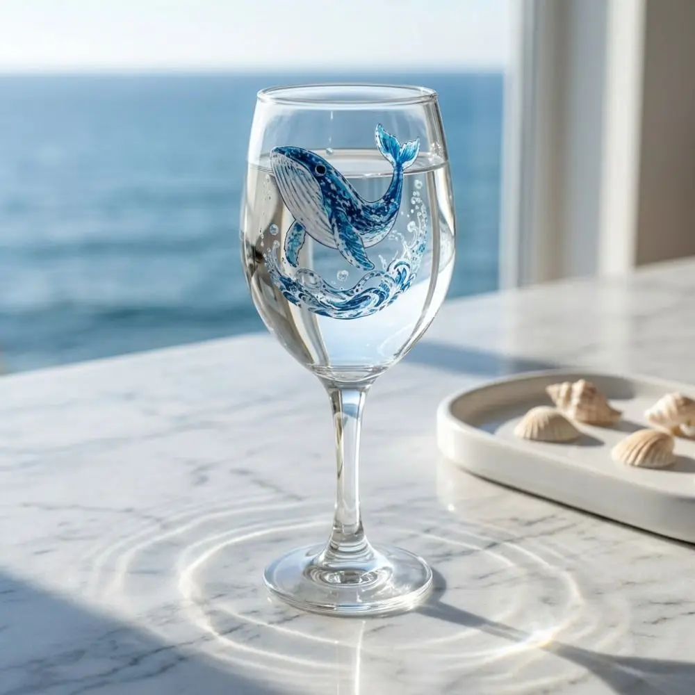 Octopus Ocean Animal Wine Glass Dolphin Shark Whale Clear Stemmed Cup Funny Seahorse Marine Animal Tall Glass Ocean Lovers Gift