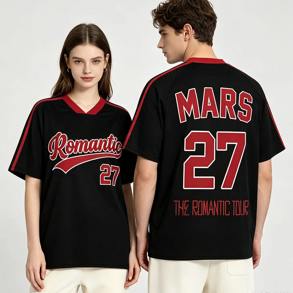Bruno Mars The Romantic Tour Men Women Football Tee Short Sleeve Casual T-shirt Graphic Print Merch Streetwear Men's T-shirt