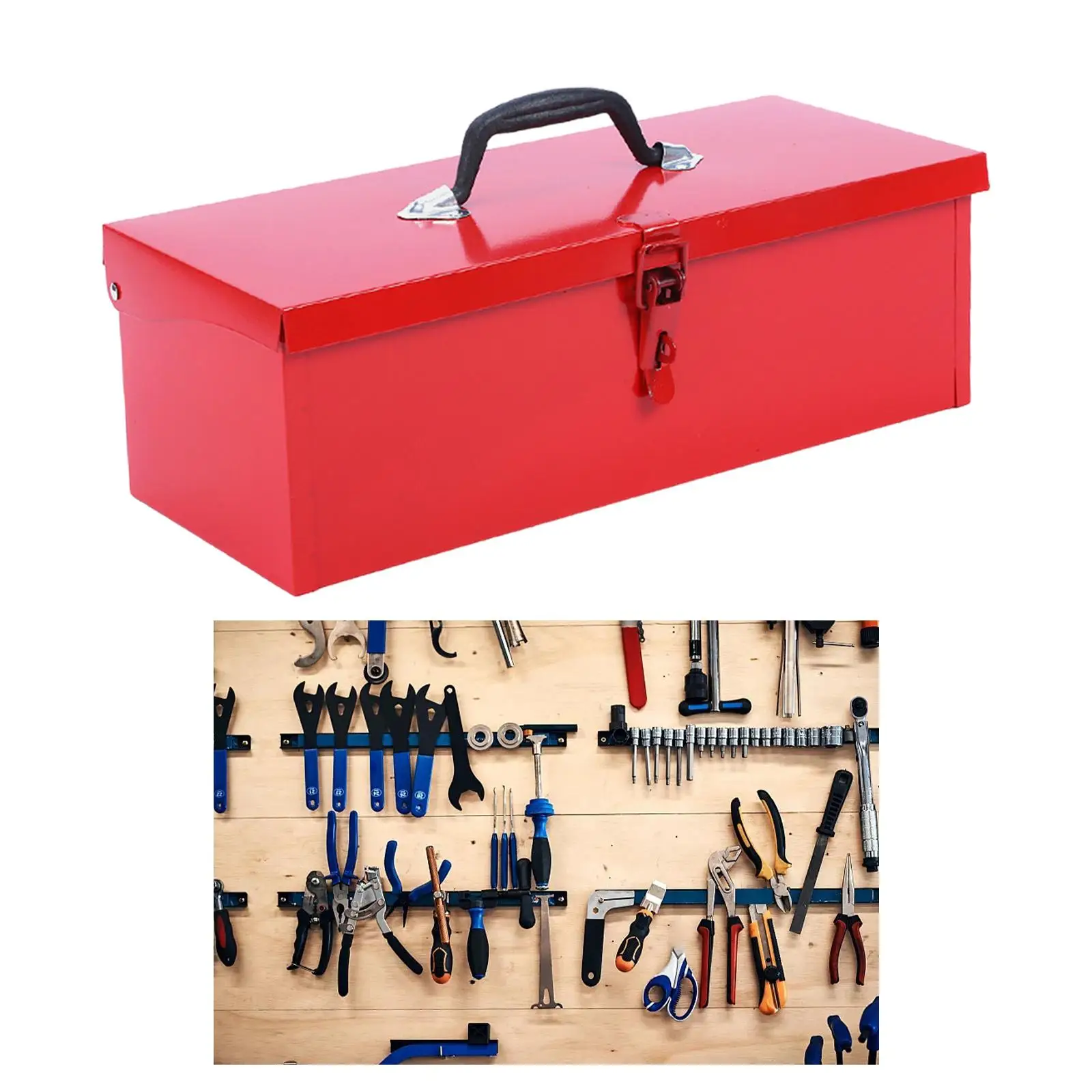 Iron Tool Box Latch Closure Ergonomic Handle Container Hardware Storage Hand Tool Case Tool Organizer for Electrician Workshops