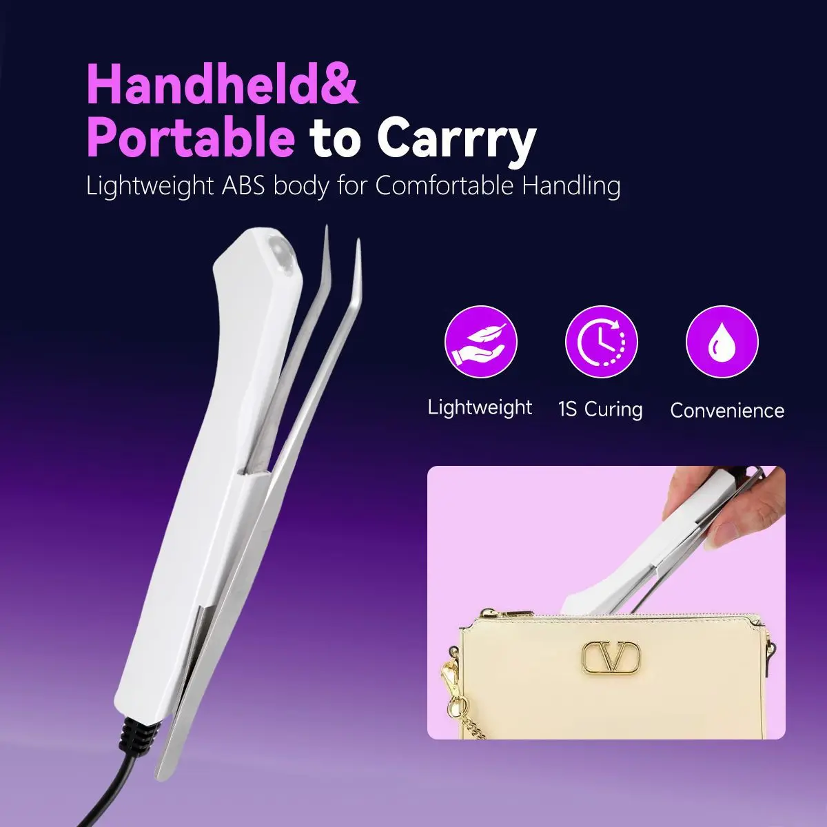 Uv LED Eyelash Light Tweezers System Handheld Uv Lash System Uv Glue Fast Curing Lamp Eyelash Extension Fit Any Tweezers