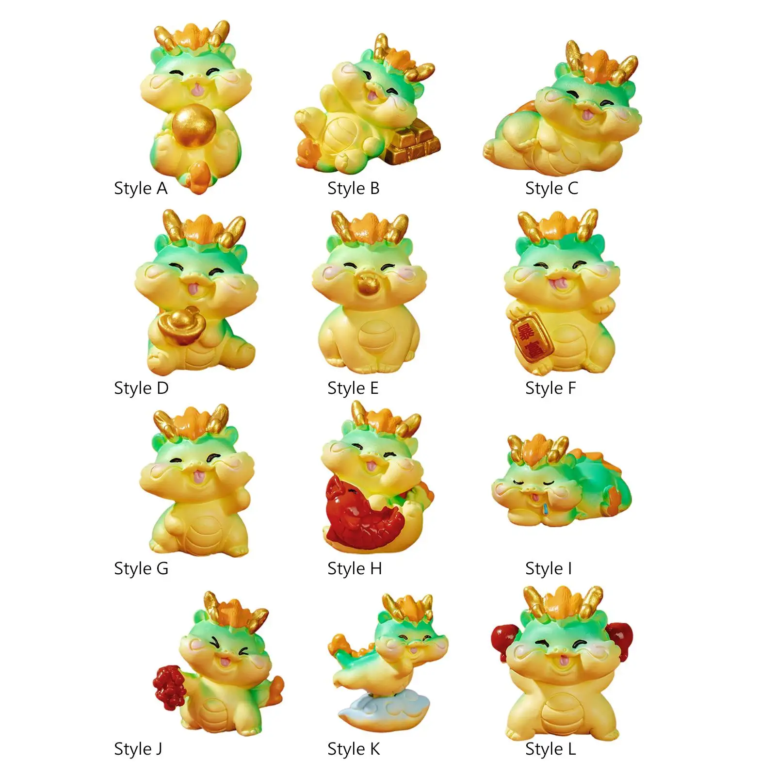 Mini Dragon Statue Collectible Cute Dragon Figurine Tabletop Ornament for Bookshelf Spring Festival Office Home Entrance Cabinet