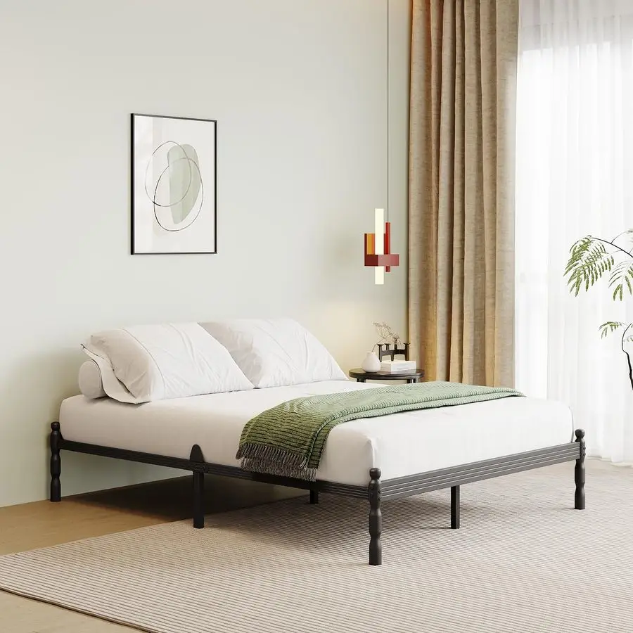 

Металлический каркас кровати высотой 25 дюймов, размер Full, без пружинного блока, платформа для кровати размера Full, предотвращает скольжение матраса, прост в установке