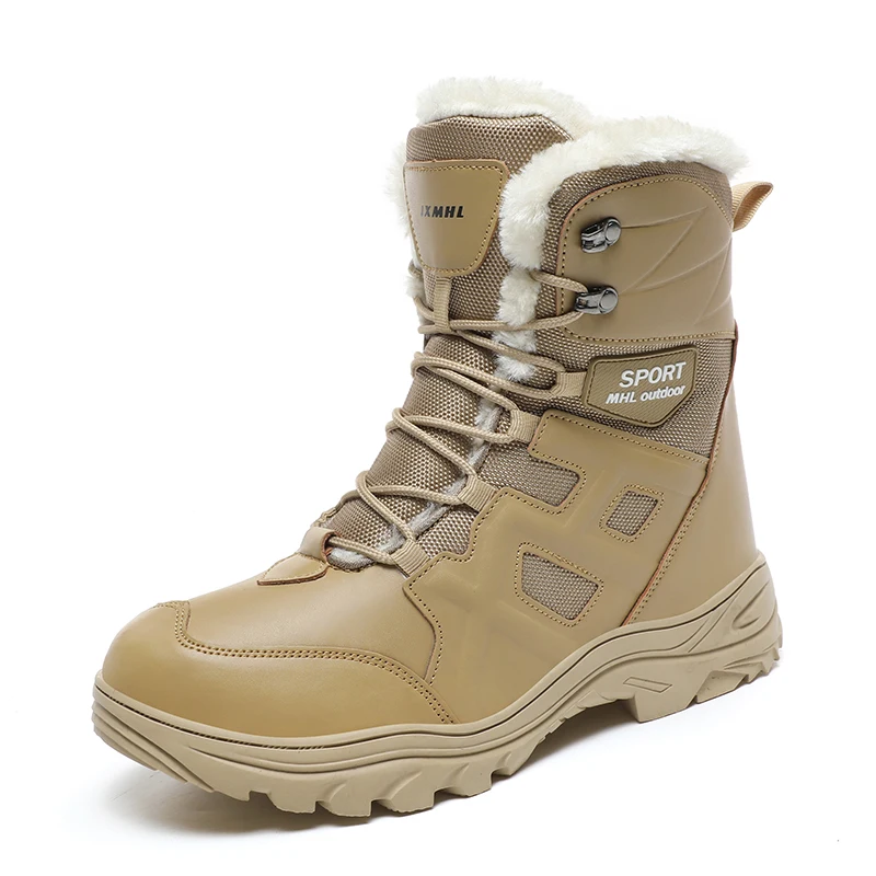 

Зимние зимние ботинки, мужские плюшевые теплые противоскользящие износостойкие армейские ботинки на шнуровке, мужские мягкие удобные походные ботинки