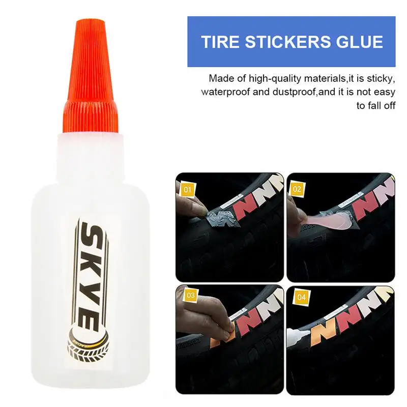 40ml Tire 3D Letter Stickers Special Glue Cars Wheels Instant Adhesive Rubber Seal Edge Protection Repair Tools Sealant Car Seal