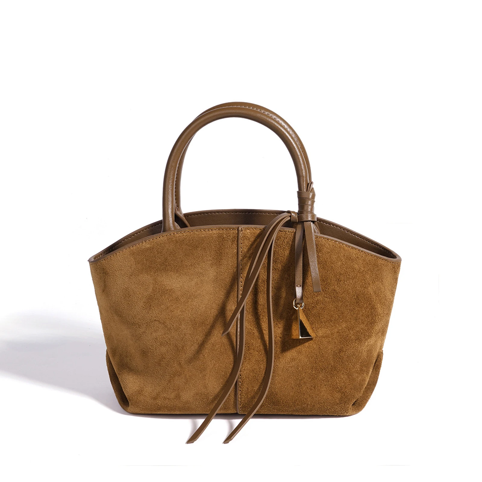 Fall Winter New Women Niche Genuine Leather Shoulder Bag Lazy‑Style Minimalist Light Luxury Classic Top Handle Crossbody Handbag