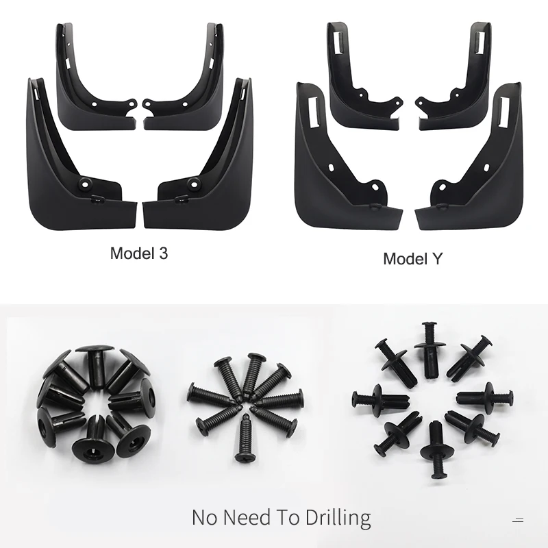 

For Tesla y Compatible With Model3 ModelY Mud Flaps For Tesla Accessories Mudguards Splash Guards Fender Matte Black ABS