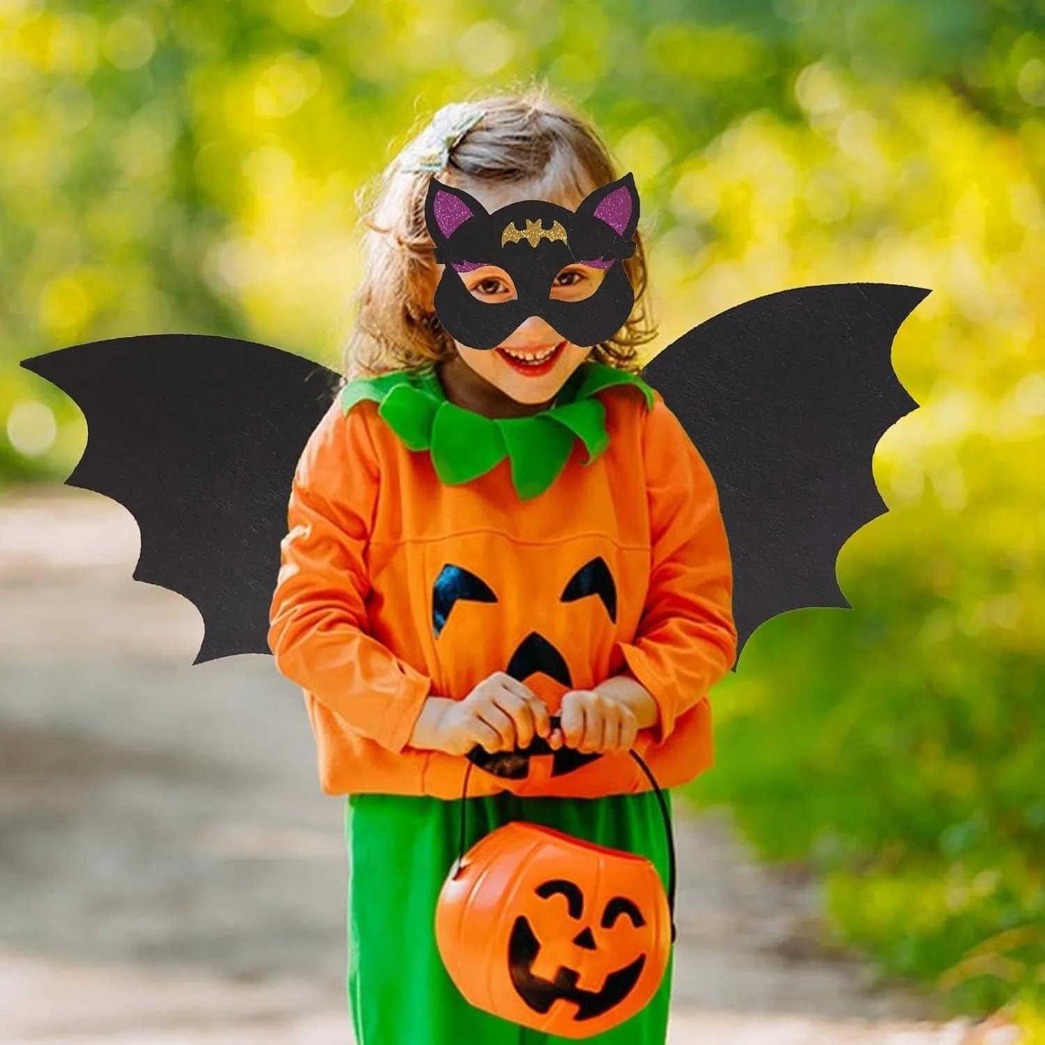 Halloween Batwing dolcetto o scherzetto Costume da pipistrello per bambini e adolescenti Batwing decorativo per feste di Halloween con copertura per il viso gioco di imitazione