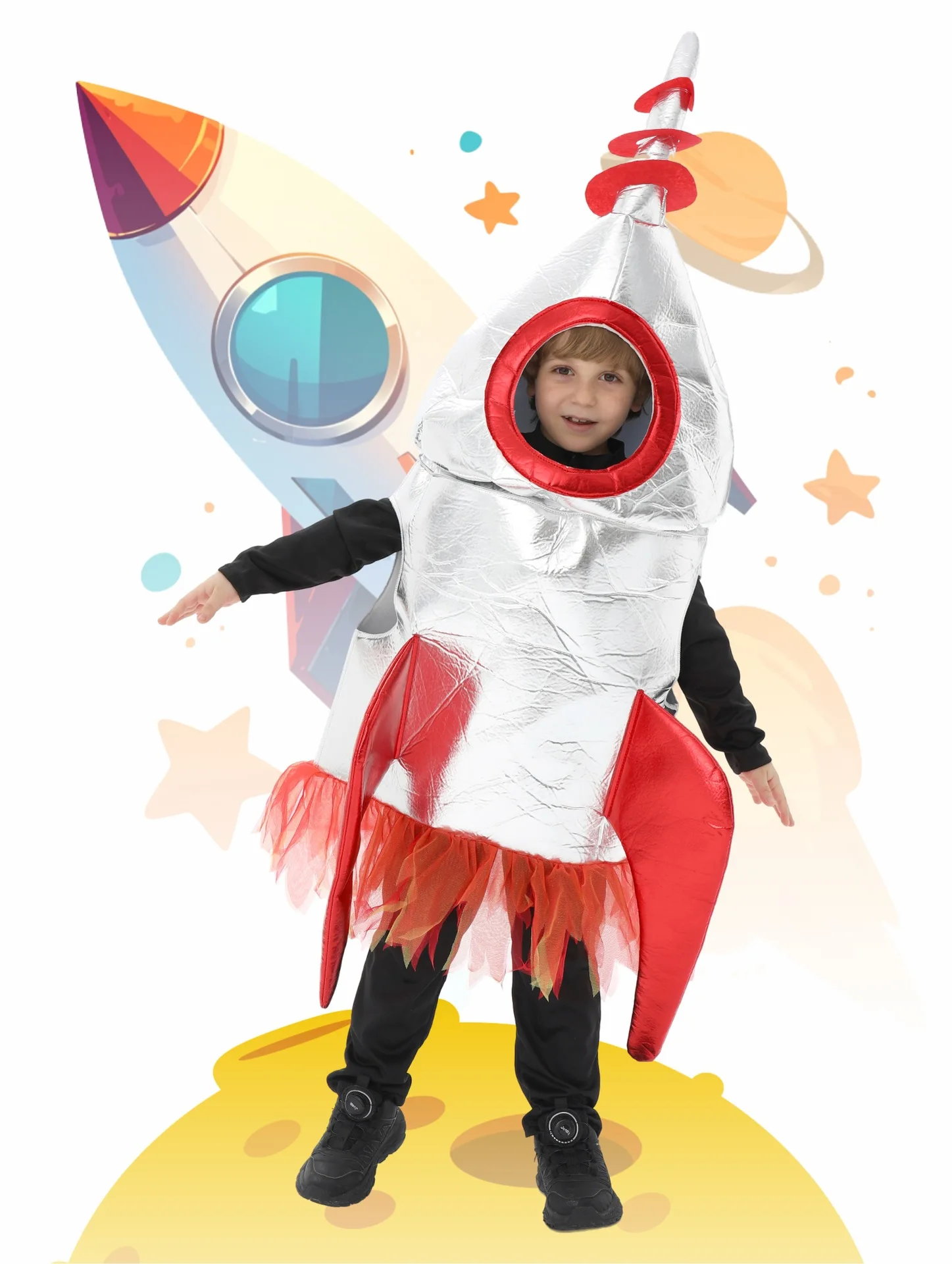 Karneval Halloween Rakete Cosplay Kostüm Kindergarten Bühne Kinder Performance Rote Rakete