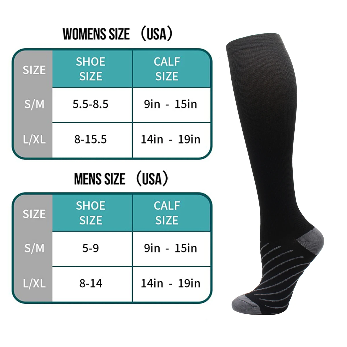 Unisex Copper Compression Socks Women Men Anti-Fatigue Pain Relief Knee High Stockings 15-20mmHg Graduated Compression Stockings