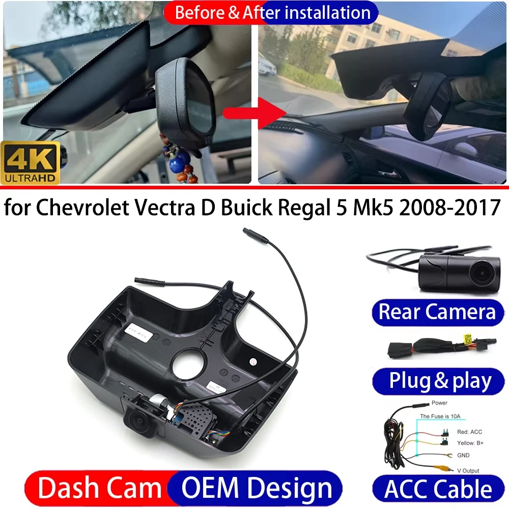 Dash Cam for Opel Vauxhall Holden Insignia A 2008-2017 Front＆Rear 4K UHD DVR Dashboard Camera Video Drive Recorder Parking Mode