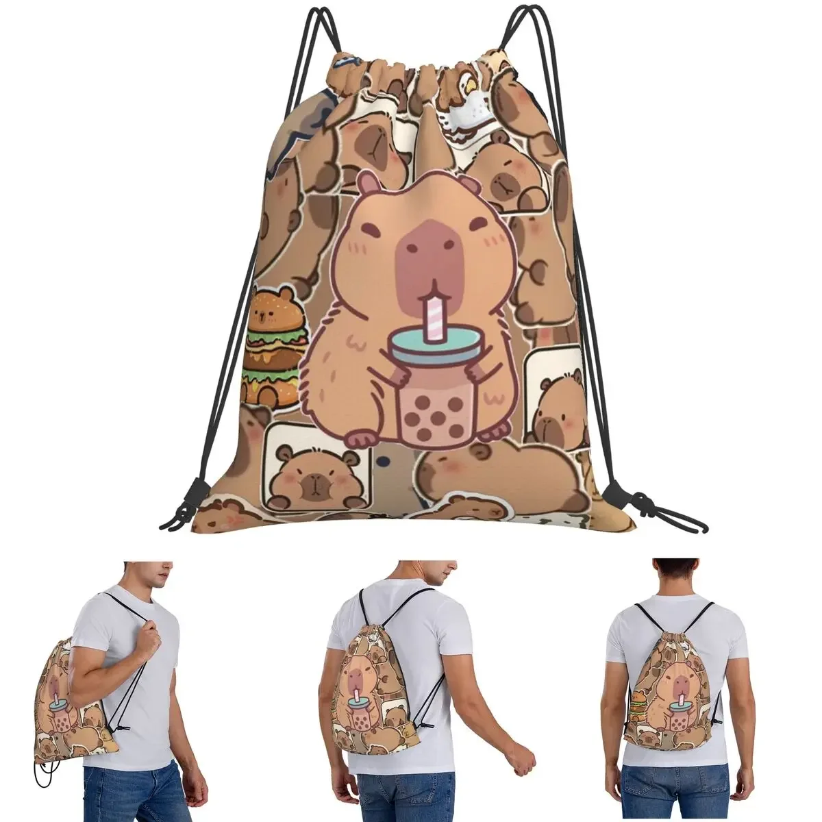 

Los Capibara, милые рюкзаки с изображением капибары, многофункциональные портативные сумки на шнурке, сумки для обуви, сумки для книг для мужчин, женщин, студентов