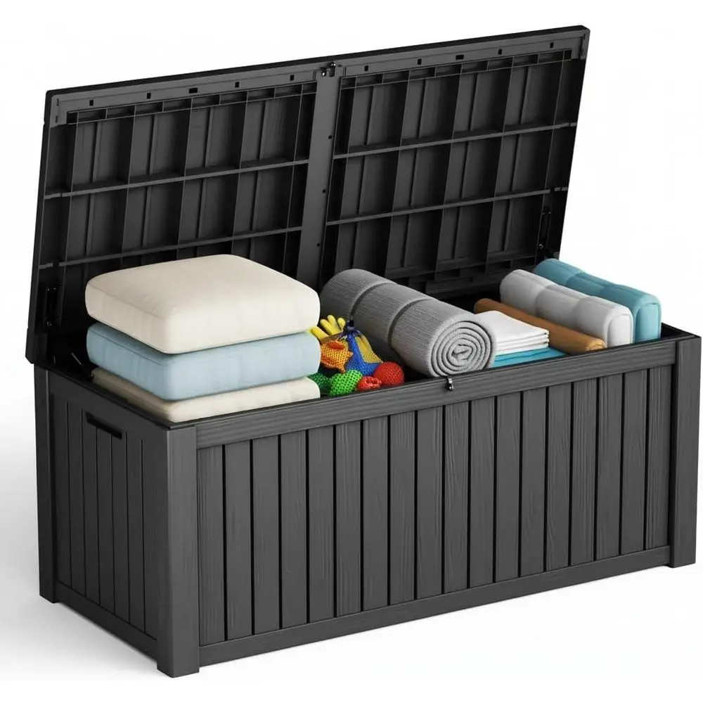 

Водонепроницаемый ящик для хранения на 150 галлонов с запирающейся крышкой — идеально подходит для уличной мебели, садового инвентаря и аксессуаров для бассейна