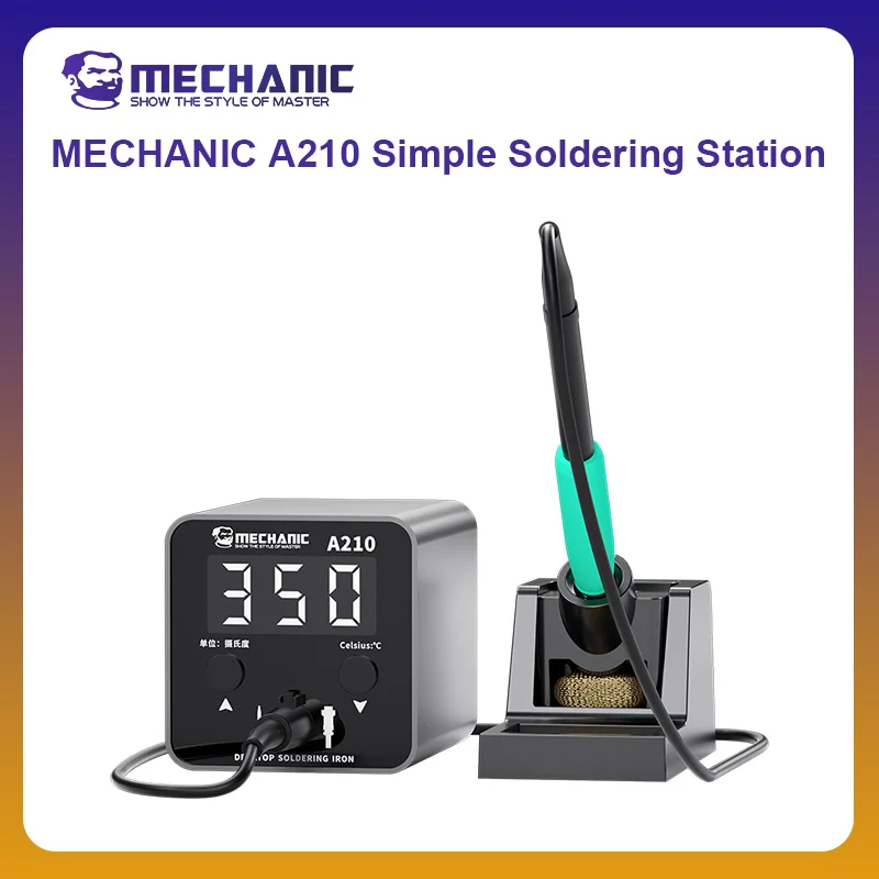 MECHANIC OFFICIAL A210 Desktop Simple Soldering Station LED Display Iron Tip Welding Temperature Control For Phone Repair Tools