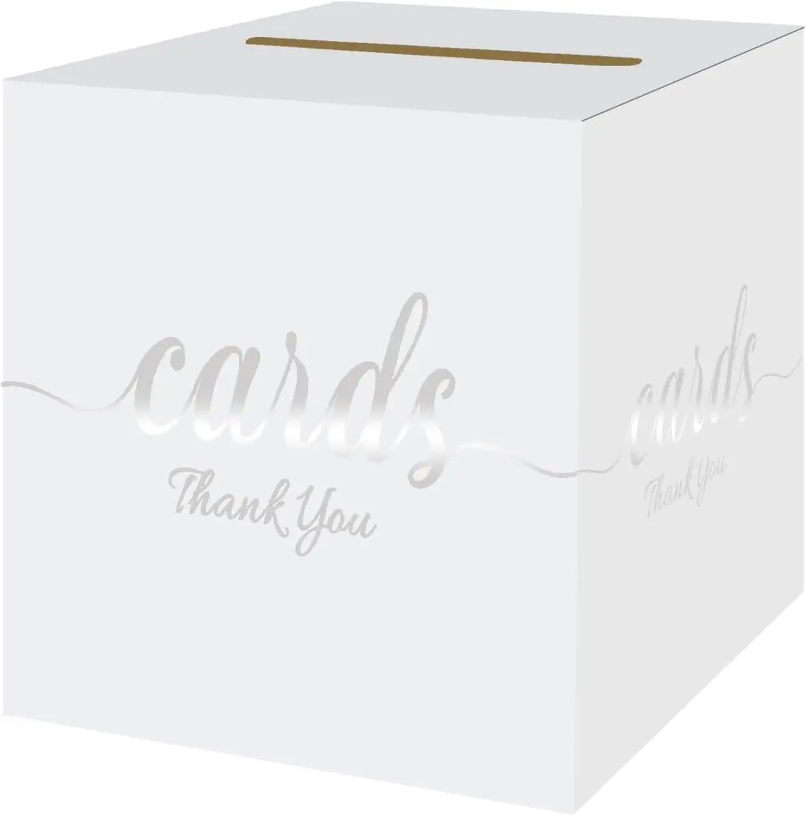 

White & Silver Card Box for Weddings, Graduations, 7.8x7.8x7.8 in