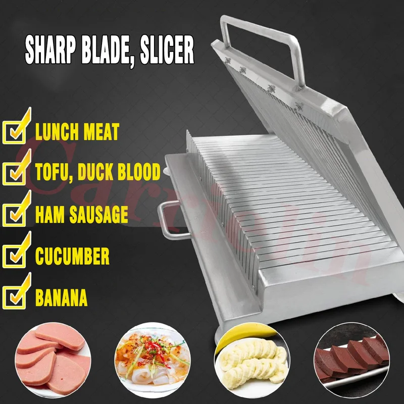 

Manual Lunch Meat Cucumber Cutting Blade Machine Stainless Steel Hand Pressed Tofu Ham Sausage Food Slicer