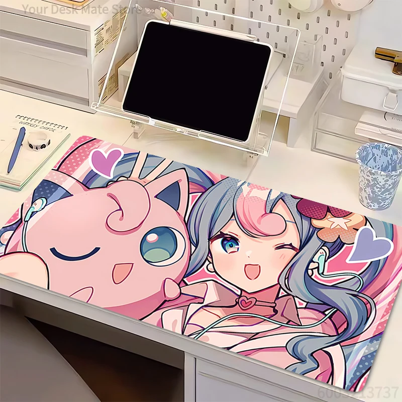 Kawaii Mouse Pad Anime Cute Girl Gabinete Gamer Computer Desk Mat Keyboard Pad Gaming Accessories P-Pokemon Jigglypuff Mousepad