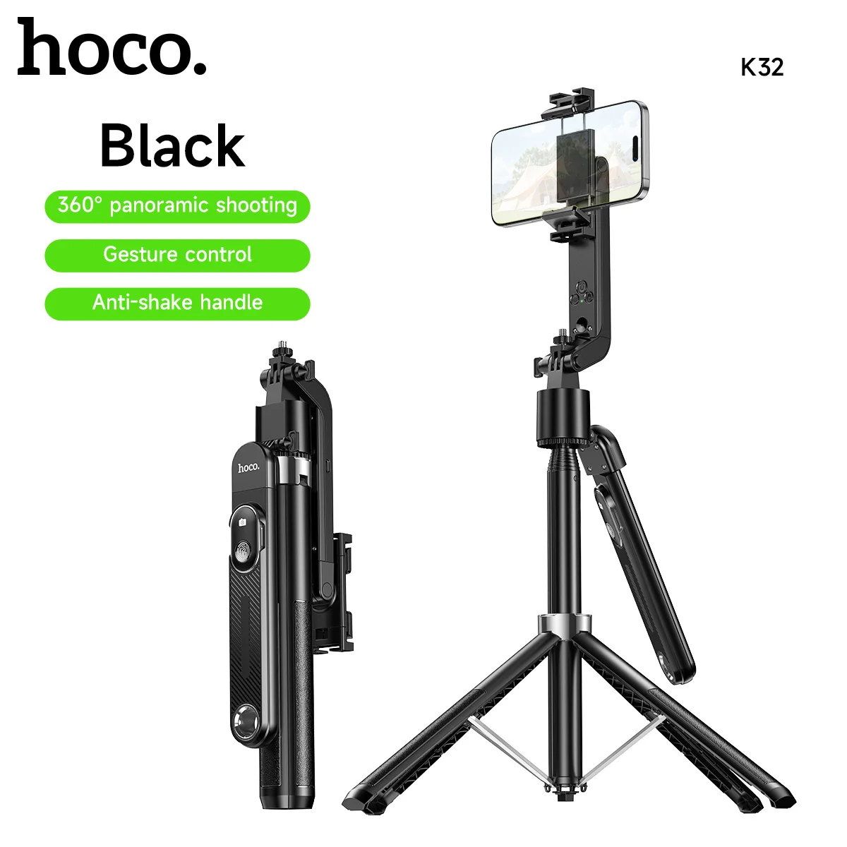 HOCO Smart Live Broadcast Houder Tracking Gimbal Selfie Stick Mount Bluetooth 5.2 Draadloze Controle Anti Shake Handvat Voor Telefoons