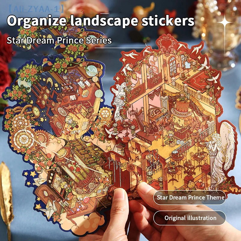 【ZYAA-1】Numerous Styles Of Landscape Stickers Miniature Worlds Small Creative 3D Cabins Decompression DIY Scenes PET Sticker