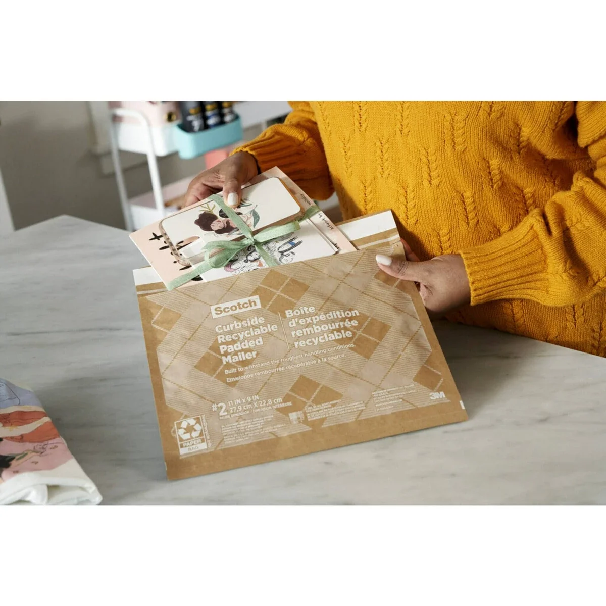 

Scotch 12.5"x17.5" Curbside Recyclable Mailer Size 6: Self-Adhesive Padded Envelopes, 100% Recycled Paper, Tan