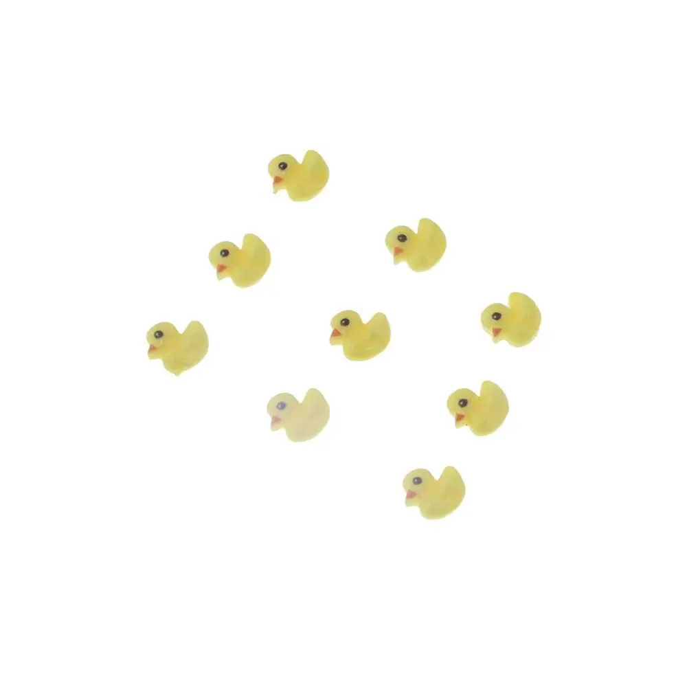 100pcs Flat Back Yellow Duck Resin Ornament Cartoon Cabochons Mini Duck Resin Patch Mini Duck Resin Figurines Nail Enhancement view 2