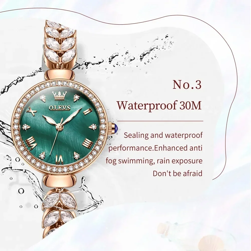 OLEVS-Reloj de pulsera de cuarzo para mujer, cronógrafo con correa de acero inoxidable, resistente al agua, 9971