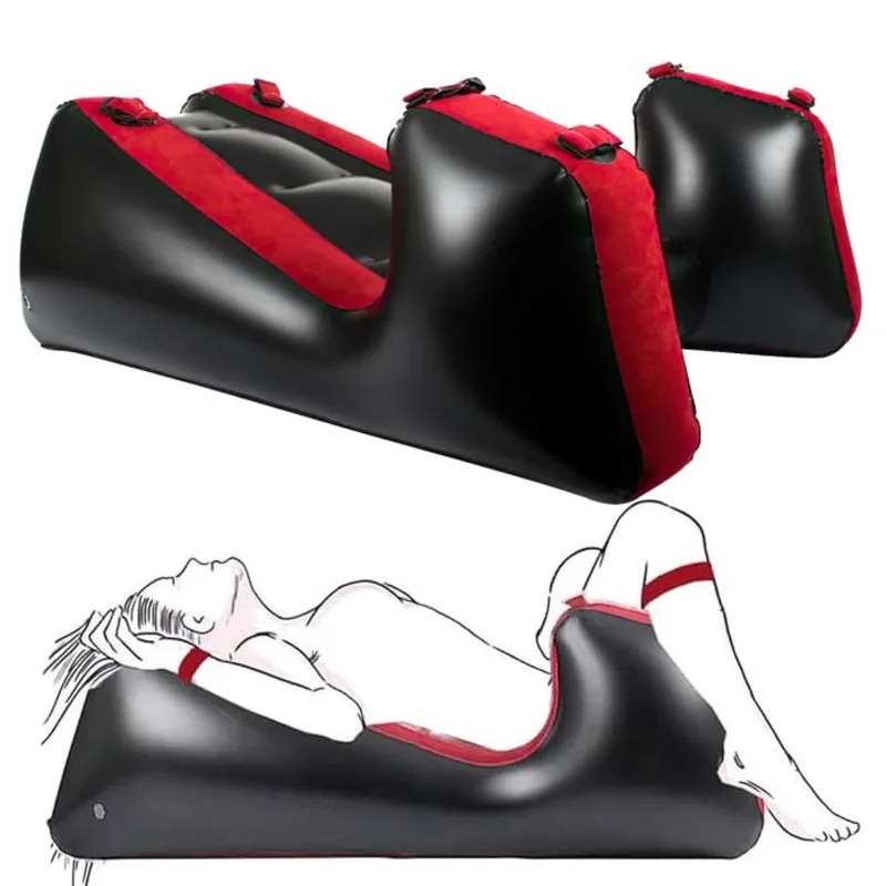 

Inflatable Sex Sofa Cushion PVC Flocked Chair Ramp Furniture With Bondage Cuff Couples Toy Deeper Deeper Position Support Pillow