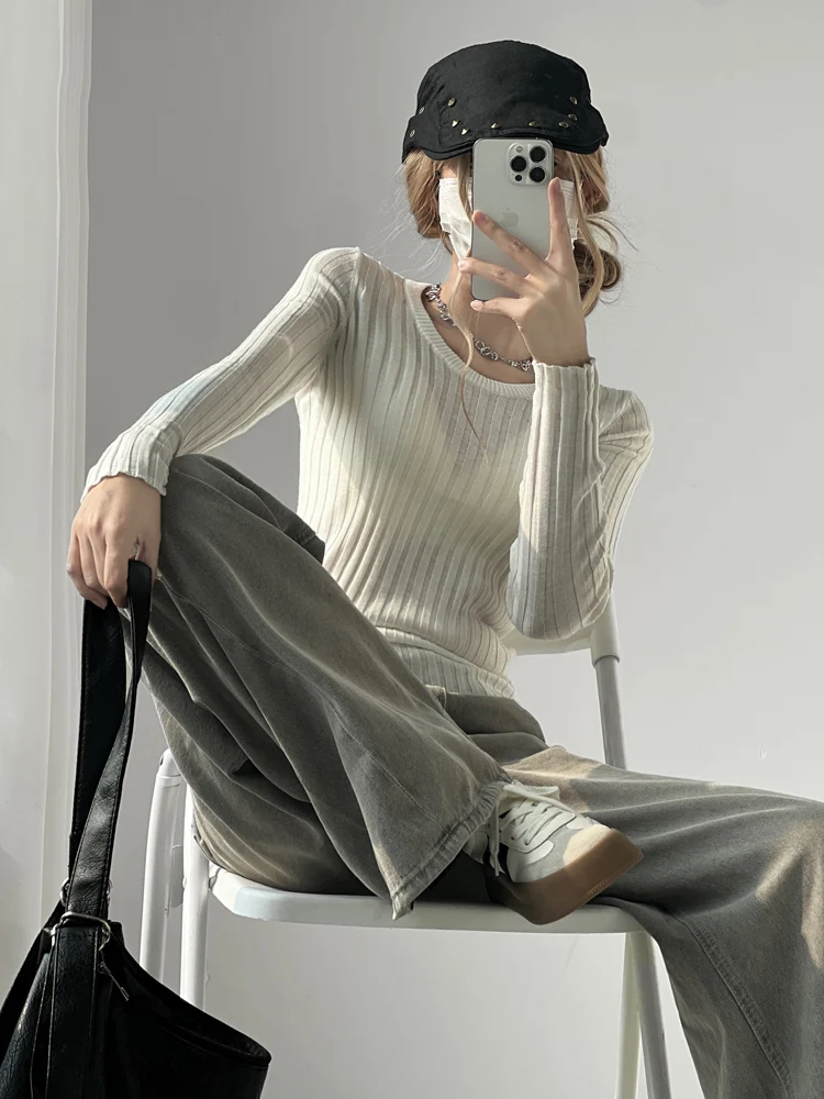 

Ruth Pure Desire U-Ne Long Sve Slim Fit Трикотажный верх Бумага для тонких людей Базовый слой Sweet Sle ort Length