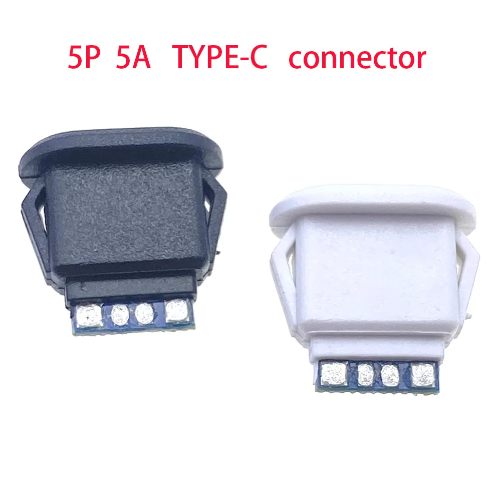 2-10pcs buckle female USB Type-C waterproof connector  5pin  6pin  5A high current fast charging socket USB-C charging plug