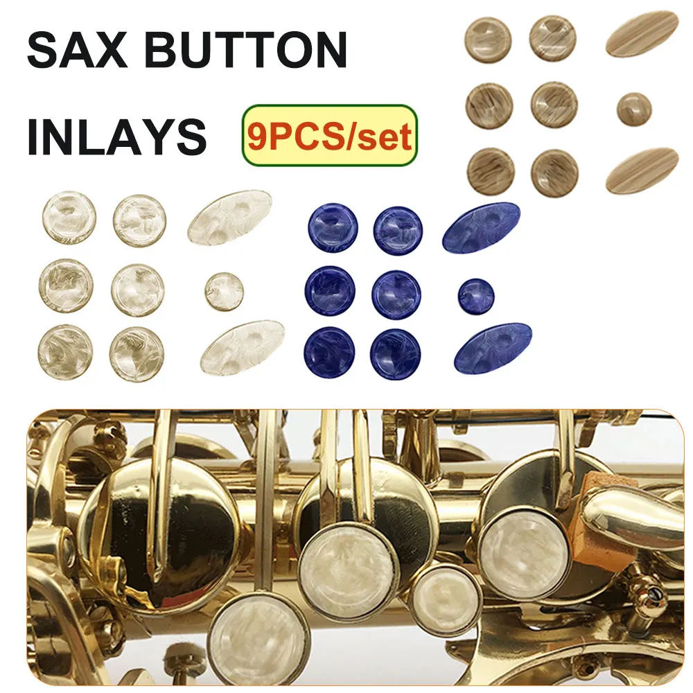 9pcs/set Saxophone Key Buttons Inlays For Alto Tenor Soprano Sax Replacement Parts Sax Pearls Key Buttons Inlays Accessories