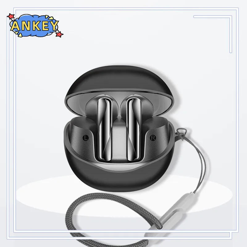 for QCY AilyBuds Clear T32 Protective Case Nylon Lanyard Soft Cover Washable Housing Anti Sleeve Hand Rope Strap Accessories