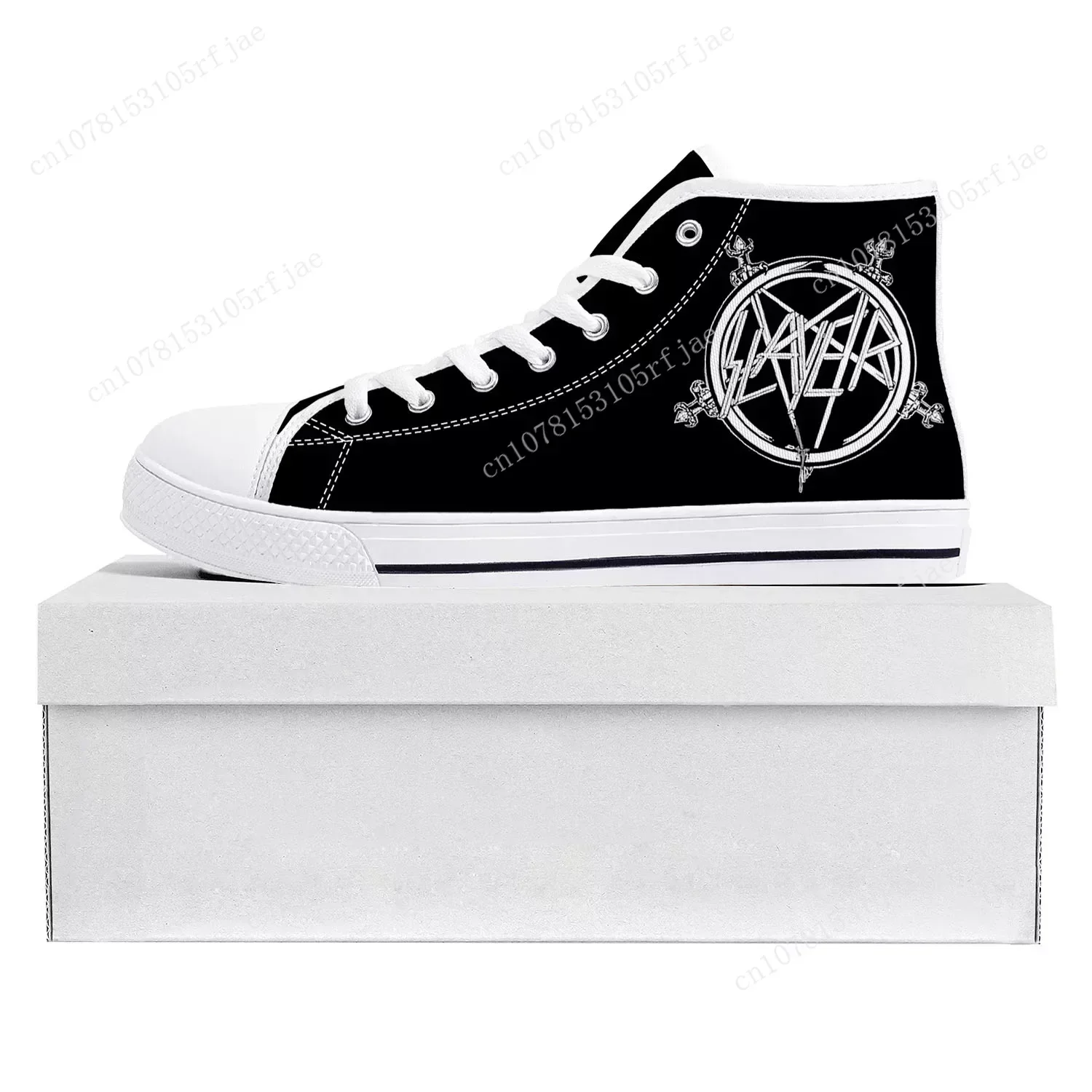 

Slayer Heavy Metal Rock Band High Top High Quality Sneakers Mens Womens Teenager Canvas Sneaker Casual Couple Shoes Custom Shoe