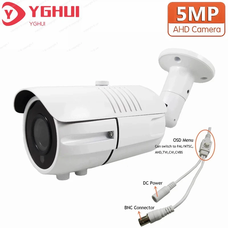 1080P AHD Bullet CCTV Analog Camera 2.8~12mm Manual Zoom Lens 5MP Outdoor CCTV Camera With OSD Menu