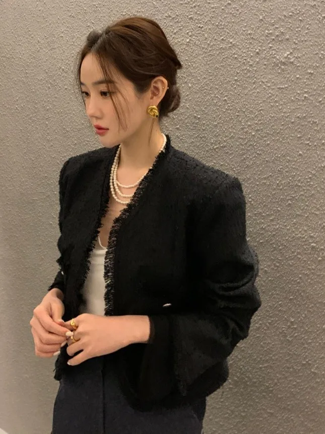 Cardigan aperto lungo Sve chic dimagrante da donna Faion Ele Sle ort Capispalla coreano vestibilità ampia in fibra di poliestere