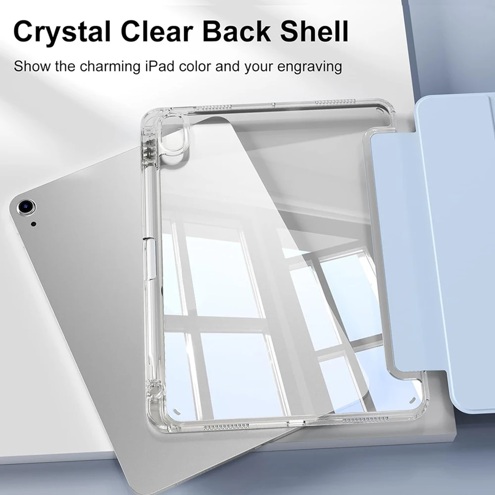 Crystal Clear Case For iPad 5 6 7 8 9 10 11 Air 11 13 inch /Mini 6th 7th gen /Pro 11 12.9 (3rd/4th/5th/6th gen) with pen holder image 4