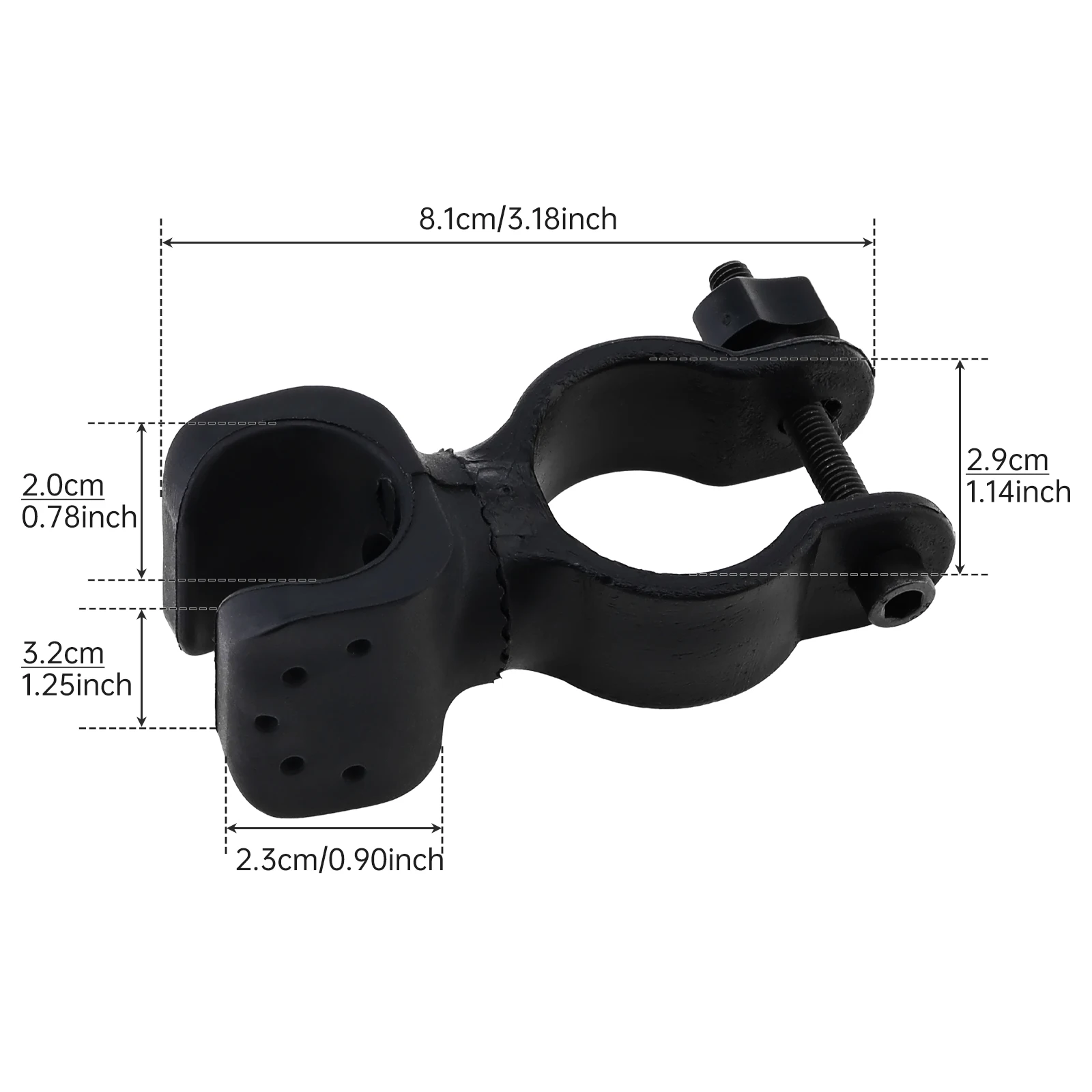 ABS Bicycle Cycle Light Stand Bike Front Mount LED Headlight Holder Clip Rubber for 22-35mm Diameter Flashlight