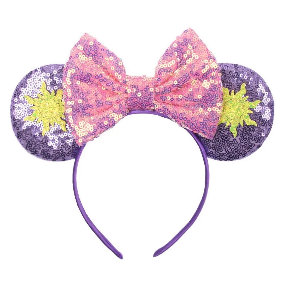 Children Headband   Girls Mouse Ear Sequins Hair Accessories Baby Kids Christmas Jasmine   Rapunzel Elsa Clover Hair Band