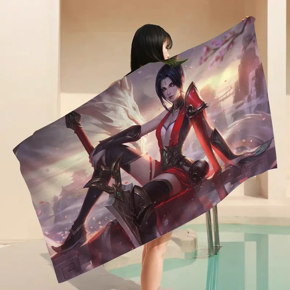 Riven LOL League Of Legends Beach Towel Cartoon Cute Summer Kids Large Bath Pool Towel Microfiber Absorbent For Swimming Travel