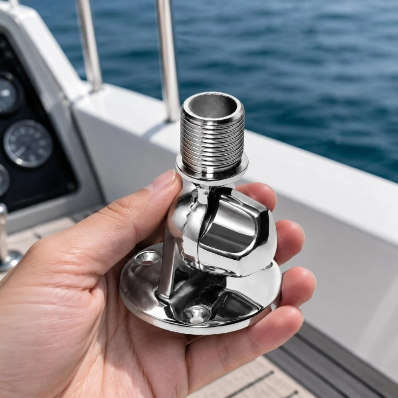 Stainless Steel Marine Antenna Mount 1 Inch Threaded Base for Boat Antenna Position Replacement and Routine Service X37F