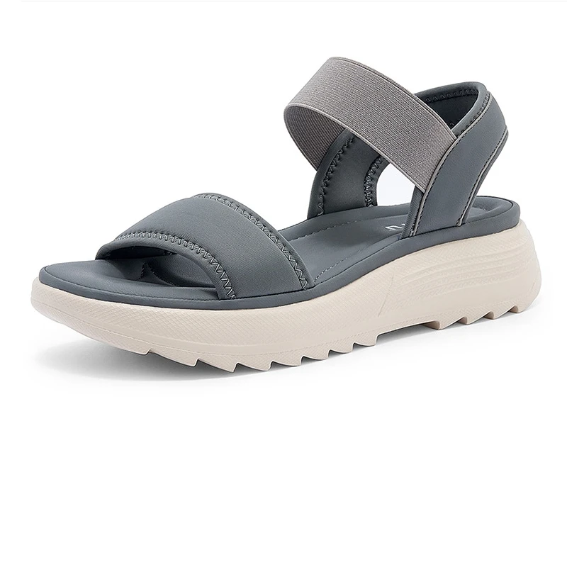 2025 الصيف الصنادل المريحة غير رسمية موضة المطاط 5 سنتيمتر المضادة للانزلاق إسفين سميكة القاع المرأة صنادل شاطئ 5026-3