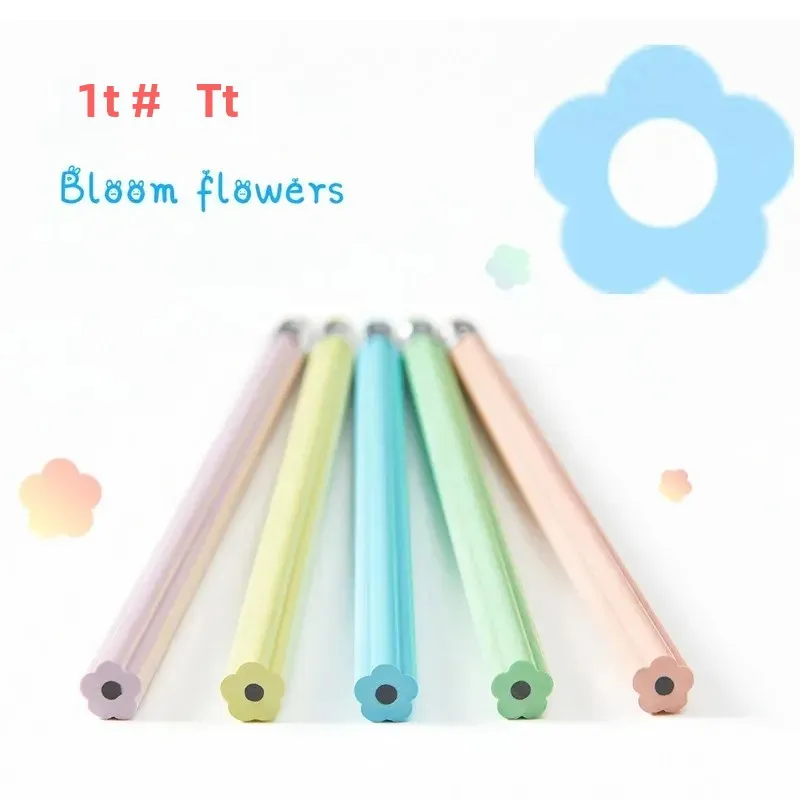 Hand account petal pen holder HB pencil Zhenglin Macaron color resin pencil petal shaped flower shaped pen holder for engraving