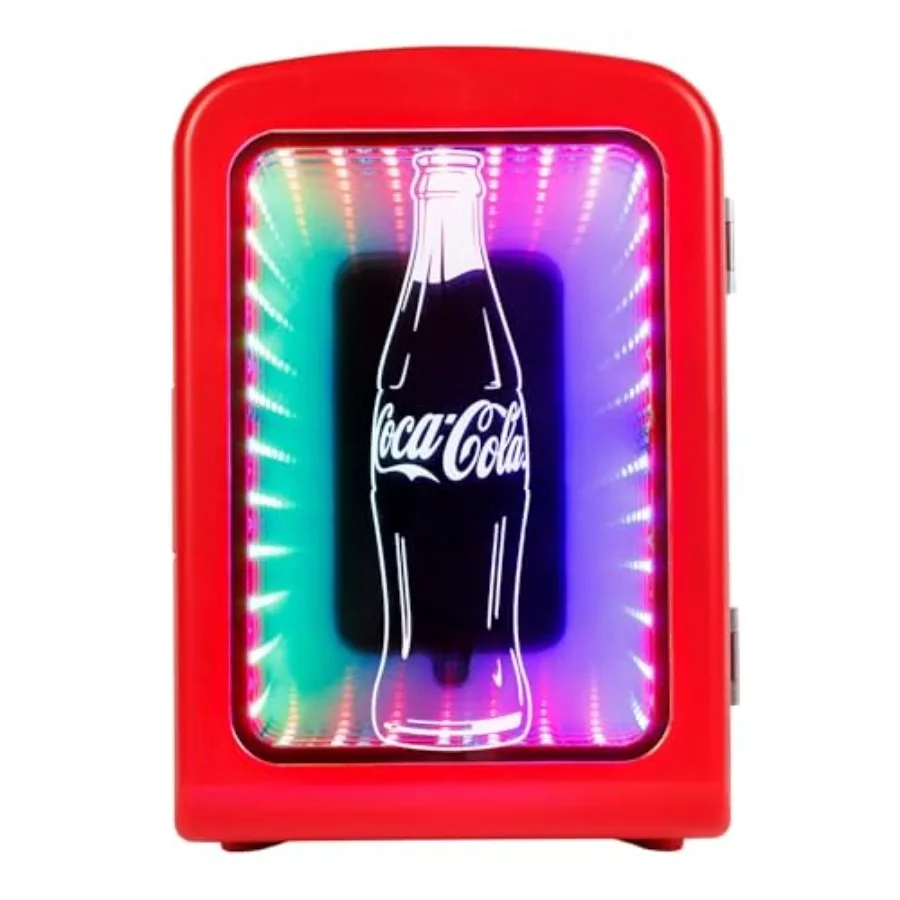 

Portable 4L 6-Can Mini Fridge with Multi-Color LED Light for Drinks Skincare Thermoelectric 12V DC/110V AC Quiet Cooler/Warmer