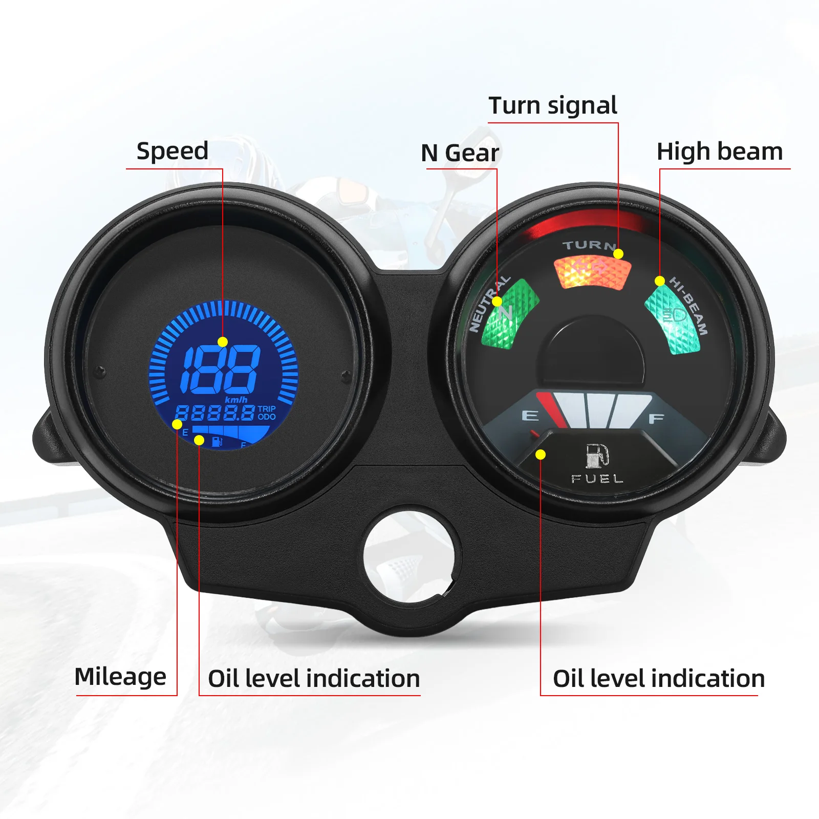 Für cg125 Jahr 199 bis Lüfter Titan Dashboad Digital Panel Motor Tachometer Drehzahl messer km/h Kraftstoffs tand messer