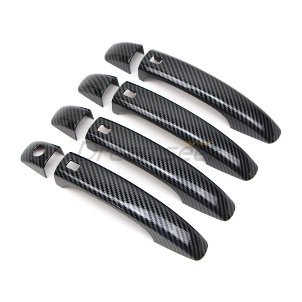 Door Handle Cover For Audi A4 B8 S4 A5 Q5 Q3 2012 2013 2014 2015 2016 2017 2018 Carbon Fiber Style Protective Trim W/ Smart Key