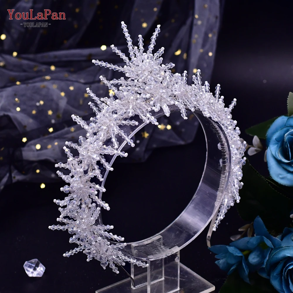 

YouLaPan HP488 Bride Headband Crystal Hair Jewelry for Women Tiaras and Headdress Luxury Wedding Crown Handmade Bridal Headwear