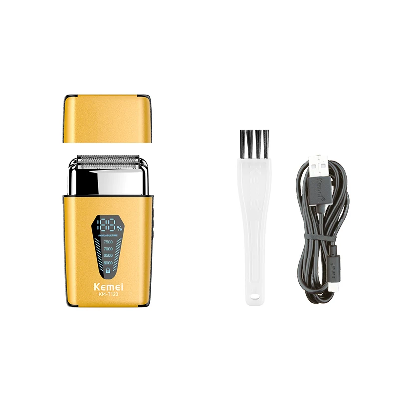 Kemei T123 Electric Shaver For Men Professional Waterproof Beard Trimmer USB Fast Charging Shaver Machine Digital Display Razor