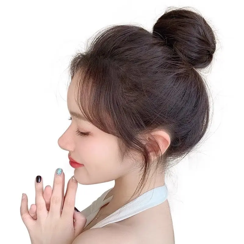 Perruque de tête de chignon à enroulement de style coréen et japonais, boucle de cheveux, cheveux de simulation intégrés, moelleux et paresseux, perruque enroulée de prêt Tat